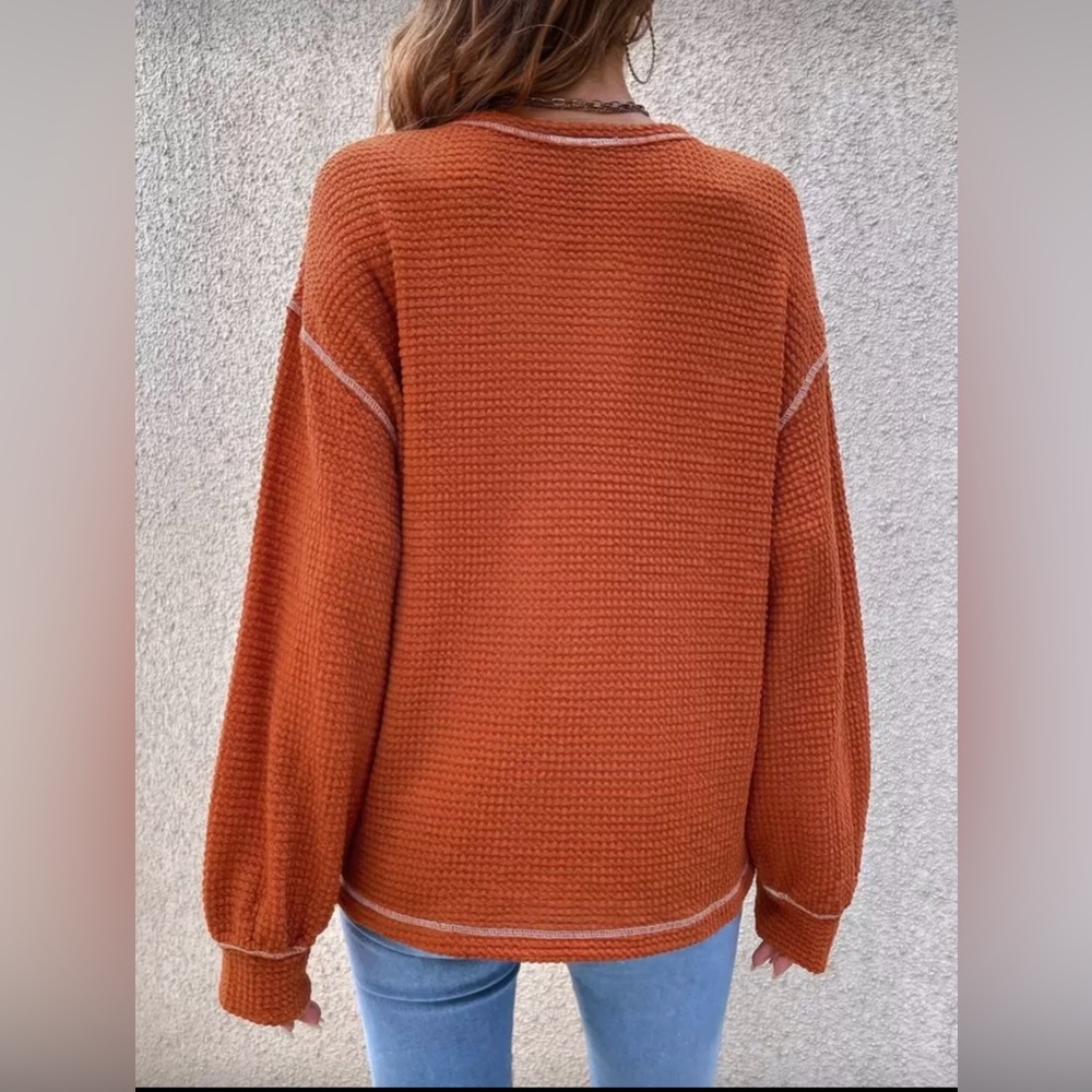 Rust Orange Knit Sweater - Picture 2 of 7